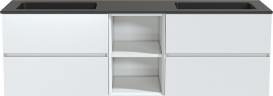 Storke Edge zwevend badkamermeubel 165 x 52 cm mat wit met Scuro dubbele wastafel in mat kwarts