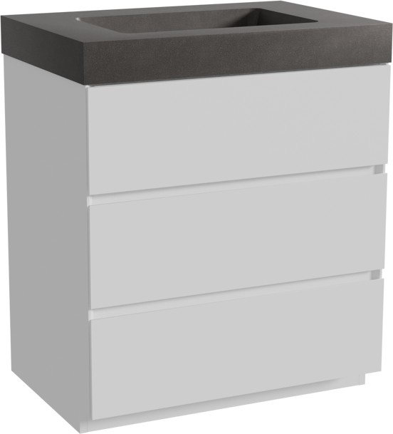 Storke Edge meuble salle de bains à poser 75 x 52 cm blanc mat avec Scuro High plan simple en quartz noir mat