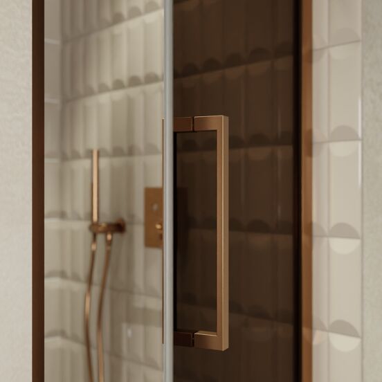 Balmani Senses Design douche draaideur rechts 90 cm x 210 cm Brons glas, Brushed Rosegold profielen