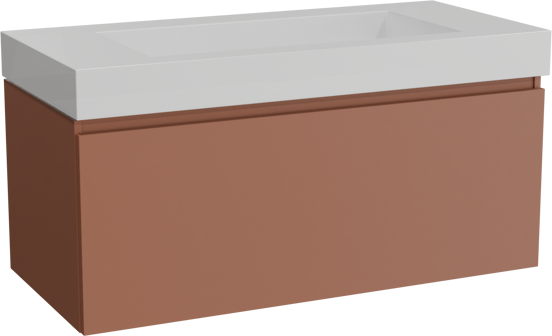 Balmani Sfera hängendes Möbelstück Set: 120 x 55 cm, Cotto, mit Modus Einzelwaschtisch für 2 Armaturenlöcher, Solid Surface Weiß matt