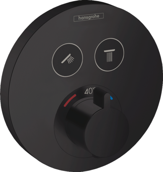 Hansgrohe Showerselect S Thermostat-Duscharmatur: Unterputz, für 2 Verbraucher, Schwarz matt