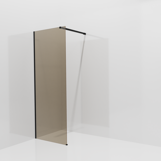 Balmani Modular Walk-In Dusche: 80 x 200 cm, Bronze Glas, inklusive Coating, Profil Schwarz matt
