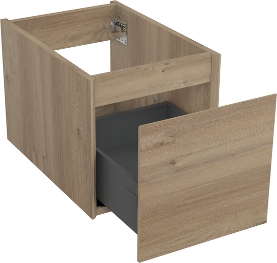 Storke Edge hängender Waschbeckenunterschrank: 35 x 52 cm, Eiche rustikal, 1 Schublade
