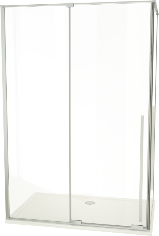 Luca Varess Stilus paroi de douche avec porte coulissante et paroi latérale fixe 140 x 90 cm verre transparent profil chrome brillant