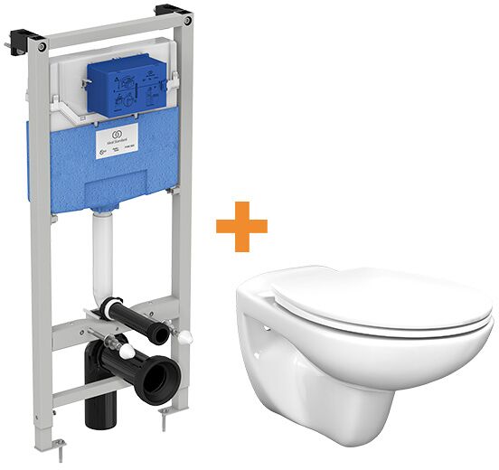 Linie Rino toilet hoogglans wit open spoelrand Ideal Standard ProSys inbouwreservoir