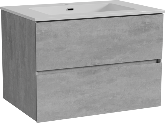 Storke Edge zwevend badmeubel 75 x 52 cm beton donkergrijs met Diva enkele wastafel in composietmarmer hoogglans wit