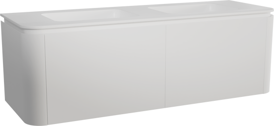 Balmani Moon meuble salle de bains suspendu 160 x 55 cm blanc mat avec Moon double vasque en solid surface blanc mat