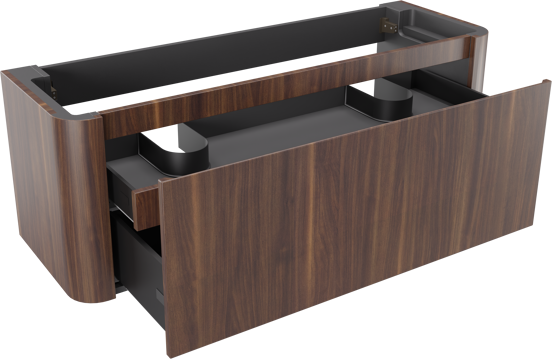 Storke Soft zwevende wastafelonderkast 140 x 46 cm Notenhout 2 lades