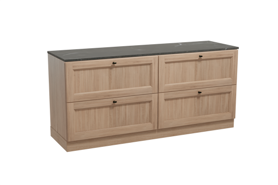 Balmani Lemon staand badkamermeubel 180 x 55 cm verweerde eik met Stretto enkel of dubbel tablet in marmer pietra grey