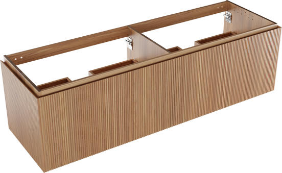 Balmani Eclips meuble sous-lavabo suspendu 180 x 55 cm Teck 4 tiroirs Nervure sym. vert.