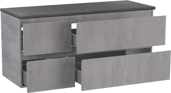 Linie Lado zwevend badkamermeubel 120 x 46 cm beton donkergrijs met Lado enkel of dubbel tablet in melamine leisteen grijs