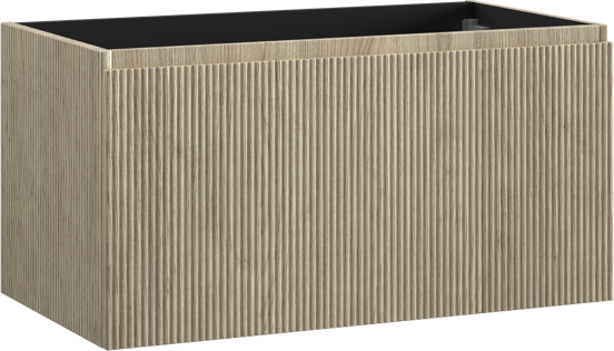 Storke Ribs meuble sous-vasque suspendu 95 x 52 cm chêne brut 2 tiroirs