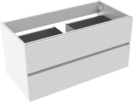 Storke Edge hängender Waschbeckenunterschrank: 105 x 52 cm, Weiß glänzend, 2 Schubladen