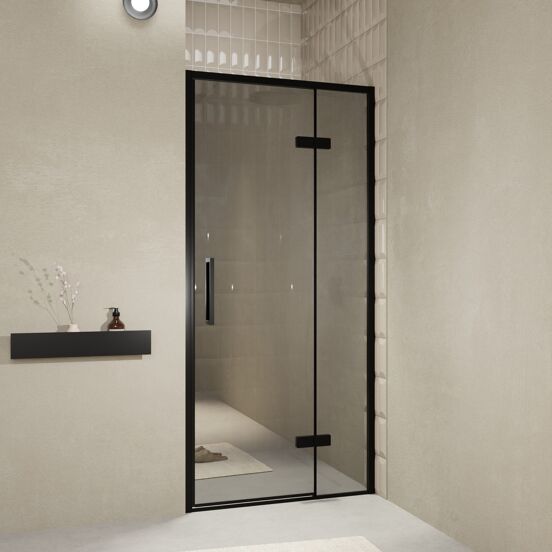 Balmani Senses Design porte pivotante à droite 100 cm x 210 cm verre Miroir Reflex, Profil noir