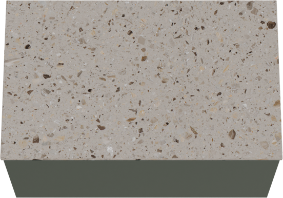 Balmani Sfera hängendes Möbelstück Set: 90 x 55 cm, Forest, mit Stretto Einzel Waschtischplatte, Terrazzo in Greige