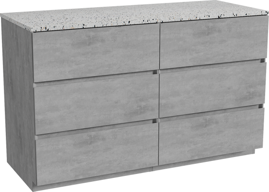 Storke Edge meuble salle de bains à poser 130 x 52 cm béton gris foncé avec Tavola tablette simple ou double en blanc/noir mat terrazzo