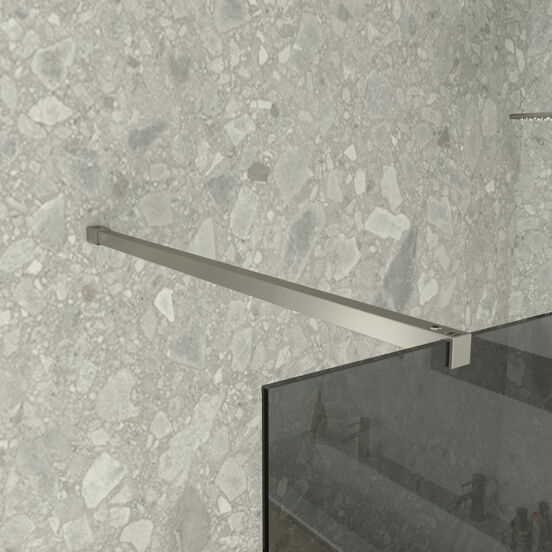 Balmani Modular inloopdouche 100 x 200 cm rookglas geborsteld inox profiel