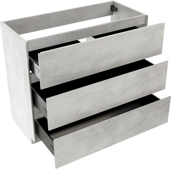 Storke Edge meuble sous-lavabo a poser 100 x 46 cm béton gris argent 3 tiroirs