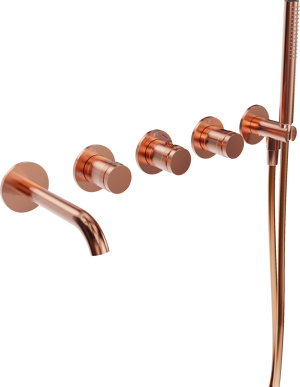 Blaufoss Pavilion Robinet de baignoire encastré Brushed Rosegold set douchette incl. incl élément intégré
