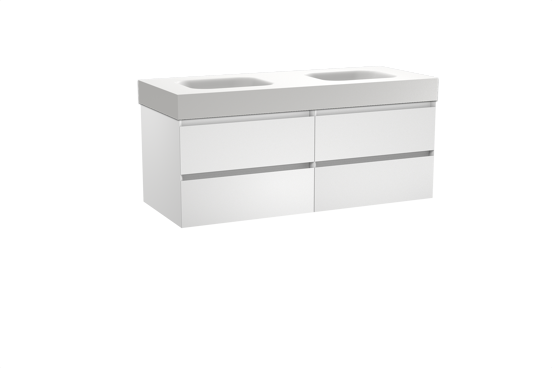 Balmani Mitra meuble salle de bains suspendu 135 x 55 cm blanc mat avec Arcato double vasque en solid surface blanc mat