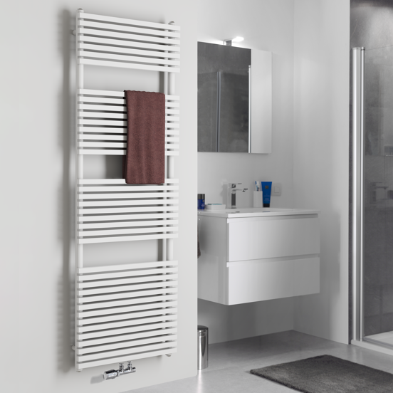 Vipera Vesuvio sèche-serviettes simple 60 x 180 cm chauffage électrique blanc brillant raccordements latéral et central possibles 1.385W, résistance incluse