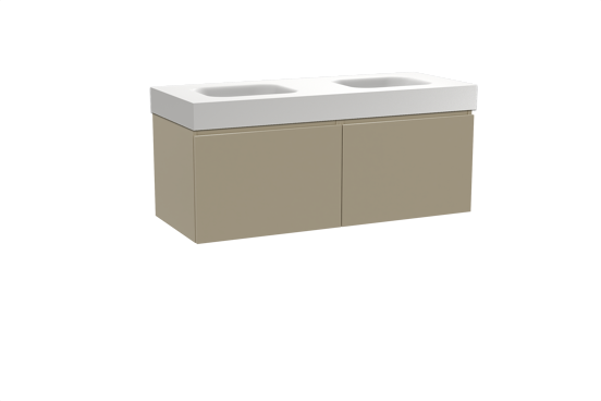 Balmani Sfera meuble salle de bains suspendu 135 x 55 cm dune avec Arcato double vasque en solid surface blanc mat