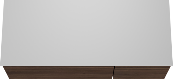 Balmani Forma meuble salle de bains suspendu 135 x 55 cm noyer américain avec Stretto tablette simple ou double en solid surface blanc mat, Nervure droite symétrique horizontale