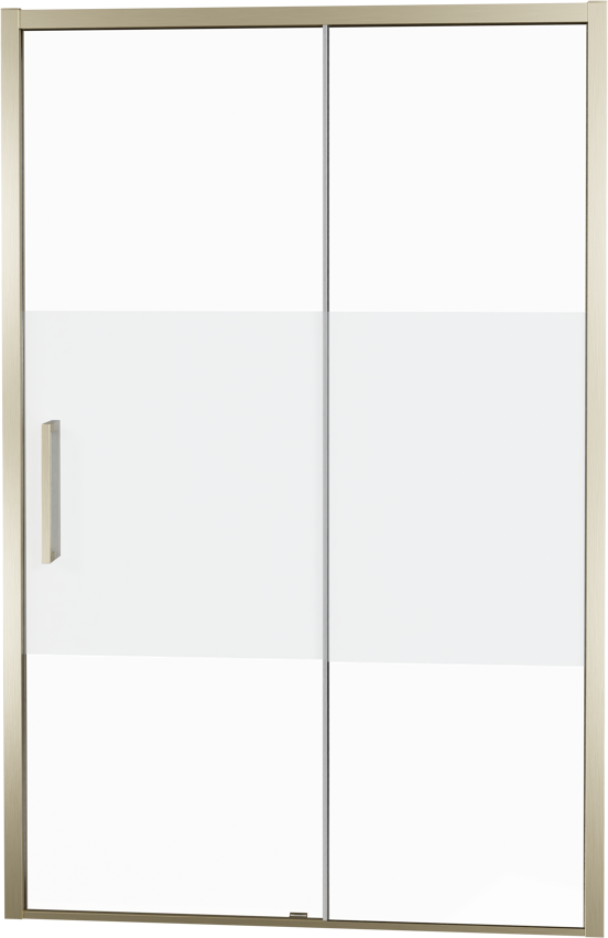 Balmani Senses Design douche schuifdeur rechts 120 cm x 210 cm Helder glas met matte strook glas, Brushed Champagne Gold profielen