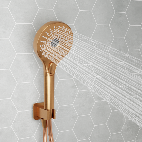 BLAUFOSS Onos Handdoucheset met doucheslang aansluiting 3 straalfuncties Brushed Rosegold