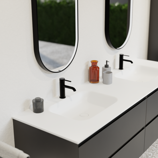 Blaufoss Round EcoStart robinet de lavabo standard noir brillant