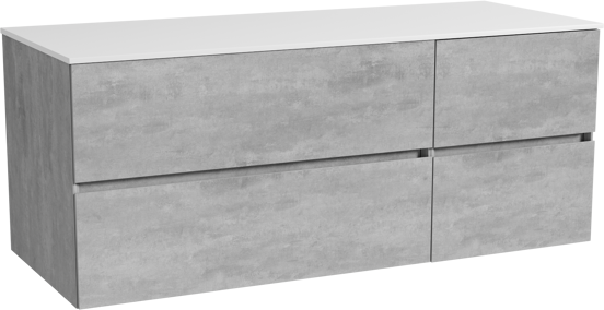 Storke Edge zwevend badmeubel 130 x 52 cm beton donkergrijs met Tavola enkel of dubbel wastafelblad in solid surface mat wit