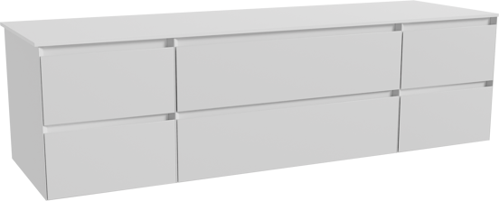 Balmani Mitra zwevend badkamermeubel 180 x 55 cm mat wit met Stretto enkel of dubbel tablet in solid surface mat wit