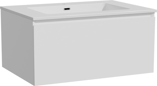 Storke Edge meuble salle de bains suspendu 75 x 52 cm blanc mat avec Diva plan simple en marbre composite blanc brillant