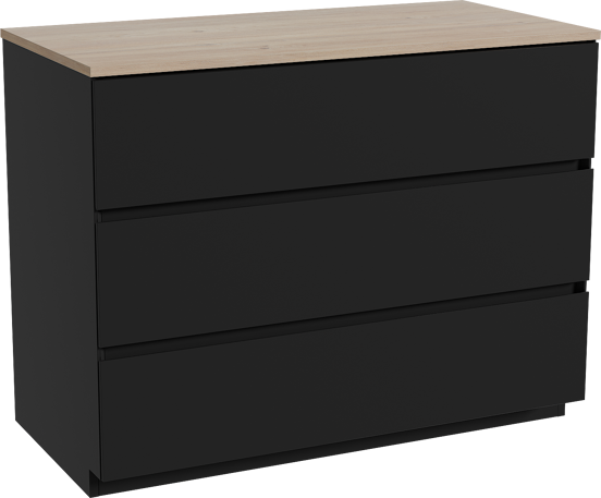 Storke Edge staand badkamermeubel 105 x 52 cm mat zwart met Panton enkel tablet in melamine ruwe eik