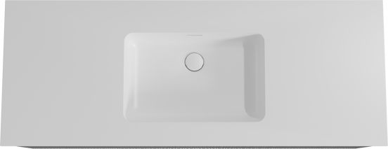 Storke Ribs meuble salle de bains suspendu 135 x 52 cm chêne noir avec Mata plan simple en solid surface blanc mat, Nervure droite asymétrique verticale