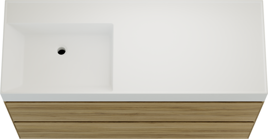 Balmani Mitra Compact meuble salle de bains suspendu 120 x 46 cm chêne brut avec Argila vasque asymétrique gauche en marbre composite blanc mat