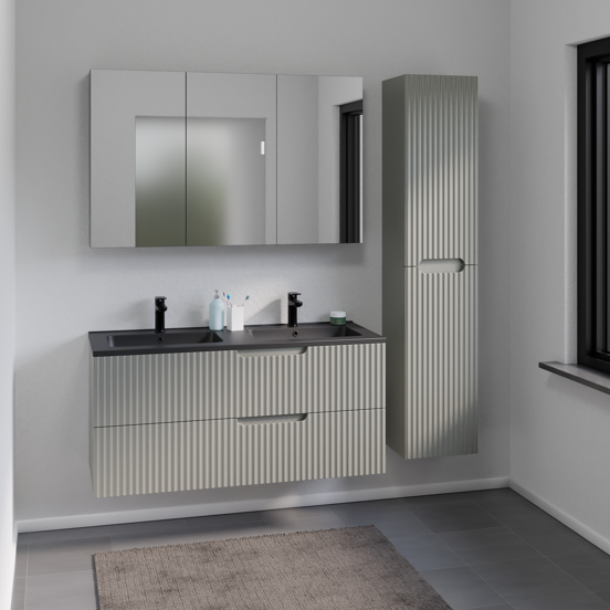 Linie Ribbo zwevende wastafelonderkast 80 x 46 cm greige 2 lades