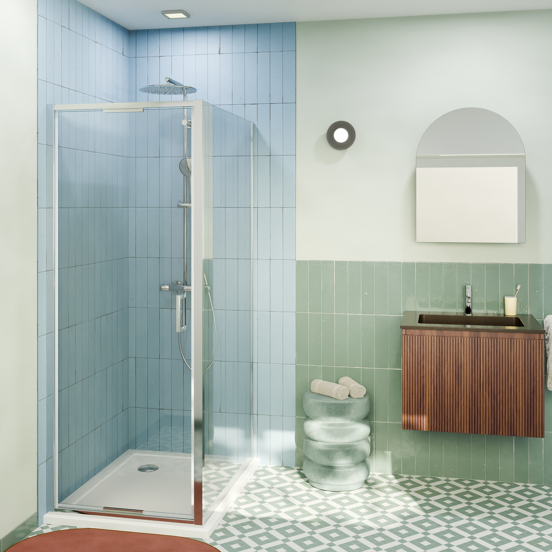 Luca Varess Vidor In douchecabine met draaideur en vaste zijwand 80 x 90 cm helder glas glans chroom profiel