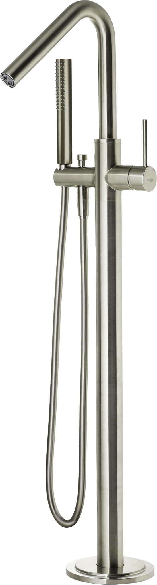Blaufoss Round Move freistehende Badewannenarmatur: Brushed CoolMetal, mit Brausekopf
