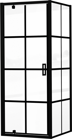 Luca Varess Vidor douchehoek met draaideur en vaste zijwand 80 x 80 cm Square glas mat zwart profiel