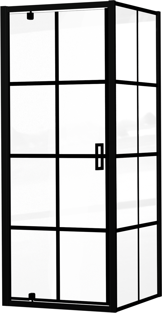 Luca Varess Vidor douchecabine met draaideur en vaste zijwand 80 x 80 cm Square glas mat zwart profiel