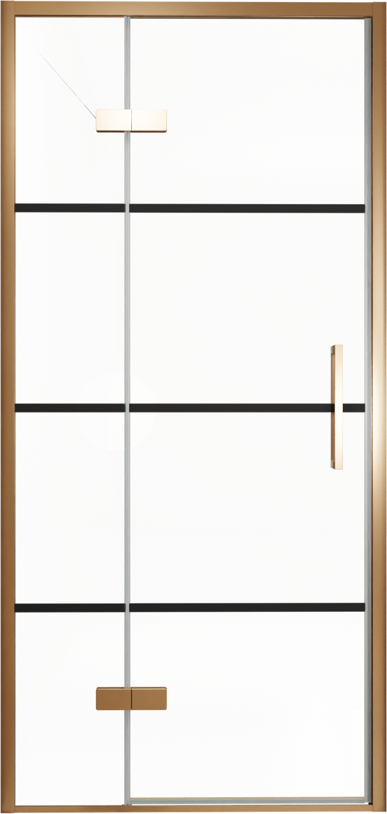 Balmani Senses Design douche draaideur links 100 cm x 210 cm Lined glas, Brushed Rosegold profielen, met coating