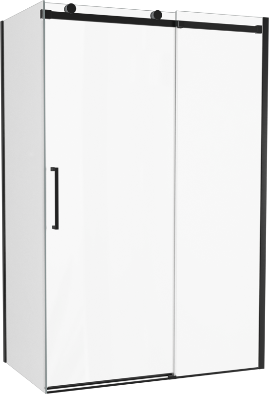Luca Varess Boltano paroi de douche avec porte coulissante et paroi latérale fixe, 130 x 80 cm, verre transparent, profil noir