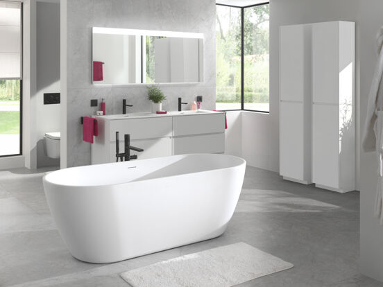 Luca Varess Vesta baignoire îlot ovale 178 x 78 cm acrylique blanc mat