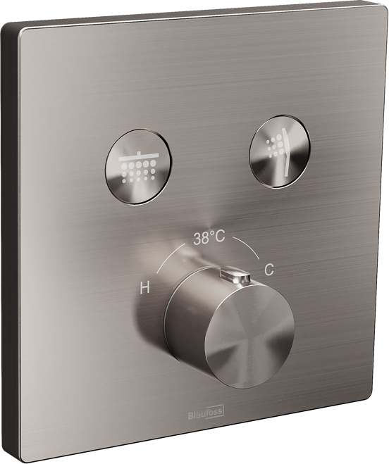 Blaufoss Smartbox Switch-Line Thermostat-Duscharmatur: Unterputz, für 2 Verbraucher, Brushed CoolMetal, Einbauelement inklusive