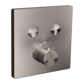 Blaufoss Smartbox Switch-Line Thermostat-Duscharmatur: Unterputz, für 2 Verbraucher, Brushed CoolMetal, Einbauelement inklusive