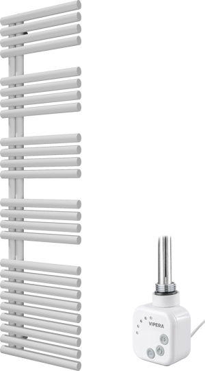 Vipera Avila enkele handdoekradiator 50 x 187 cm elektrische verwarming mat wit middenaansluiting 800W, weerstand inbegrepen