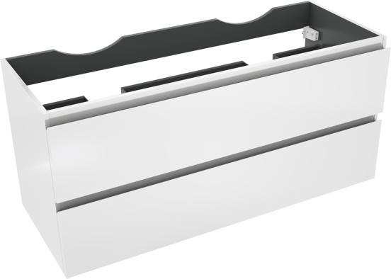 Linie Lado meuble sous-vasque suspendu 120 x 46 cm blanc brillant 2 tiroirs 2 découpés de siphon