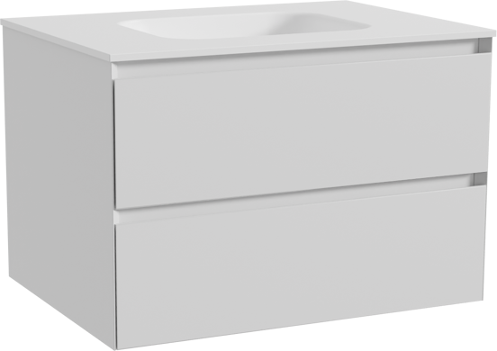 Balmani Mitra meuble salle de bains suspendu 75 x 55 cm blanc mat avec Tablo Arcato plan simple en solid surface blanc mat
