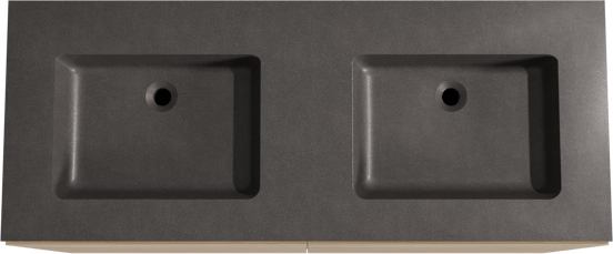 Storke Edge staand badmeubel 130 x 52 cm ruw eiken met Scuro dubbele wastafel in kwarts mat zwart